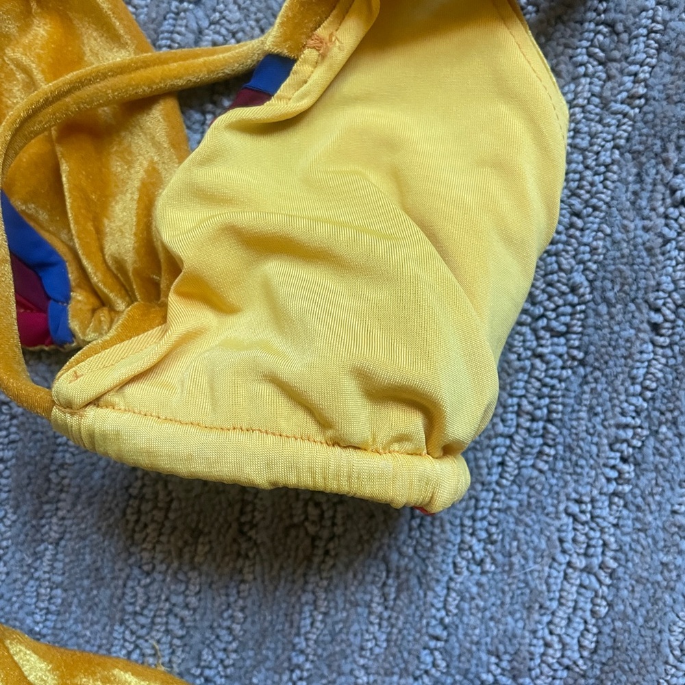 Aviator Nation Gold Yellow Velvet Triangle Bikini with Rainbow Stripes - Picture 3 of 6